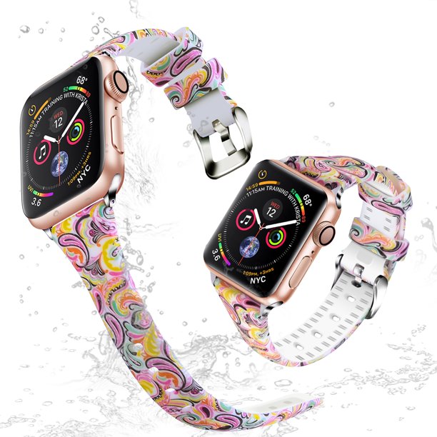 Moretek For Apple Watch 38mm 40mm Women Bands Soft Silicone Slim Replacement Band Straps For Iwatch Series 4 3 2 1 Painting Walmart Com