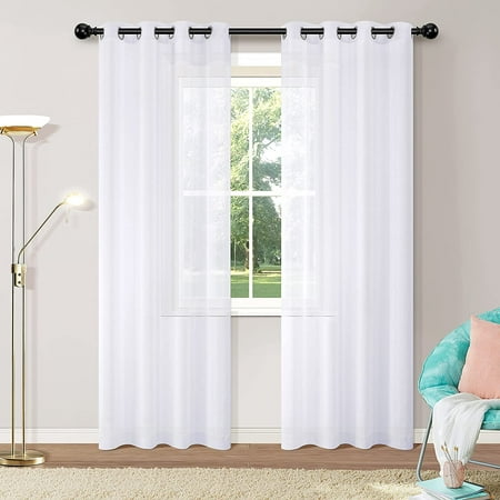 Shtuuyinggwhite Sheer Curtains Grommet Semi Translucent Light Filtering Privacy For Living Room Bedroom 52 By 95 Inch 1 Pair Canada Shtuuyinggwhite Sheer Curtains Grommet, Are Sheer Curtains Good For Privacy