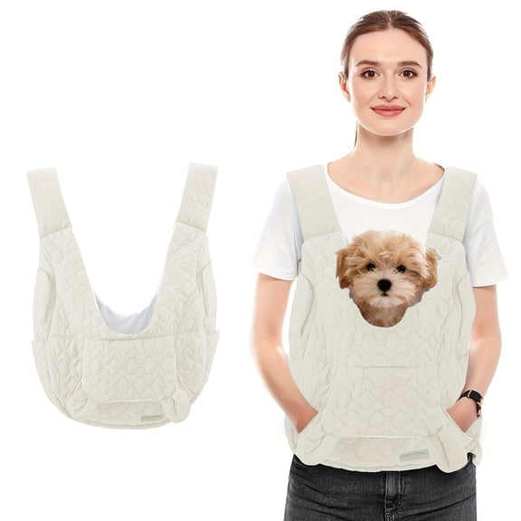 Extra Large Dog Sling Carrier, Waterproof Breathable Pet Bag for Small Medium Dogs, Beige