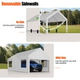 thumbnail image 4 of Walsunny 12x20 ft Carport with 4 Sandbags Heavy Duty Canopy with Roll-up Windows Portable Garage with Removable Sidewalls & Doors Car Canopy White, 4 of 11