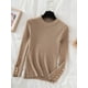 thumbnail image 3 of Suéter grueso para mujer 2024, jerséis de color caqui, informales, con botones, cuello redondo, elegante, top de punto ajustado para mujer, tops suaves, 3 of 5