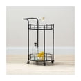 thumbnail image 2 of mDesign Metal Vintage Round Beverage Rolling Cart for Home - 2-Tier Serving Bar Trolley with Easy-Glide, Rotating Wheels, Built-in Handle, and Glass Shelves for Wine and Craft Beer - Black Round, 2 of 7