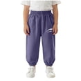 thumbnail image 3 of Rvasteizo Boys Girls Solid Pants Mid High Waist Cuffed Ankle Loose Breathable Kids Long Pants for 5-16 Years, 3 of 5