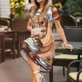 thumbnail image 3 of Fotbe Robe Motif Dinosaure Délice de Cuisson Décontractée Mode Femme Manches Courtes Robe Maxi Robe T-Shirt Rayée Longue à Blocs de Couleur, 3 of 6