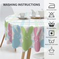 thumbnail image 3 of Easter Tablecloth Round 60 Inch Colorful Bunny Rabbit Table Cloth Spring Buffalo Plaid Tablecloths Polyester Fabric Farmhouse Rustic Decorative Table Cover for Home Kitchen Dining Party, 3 of 5