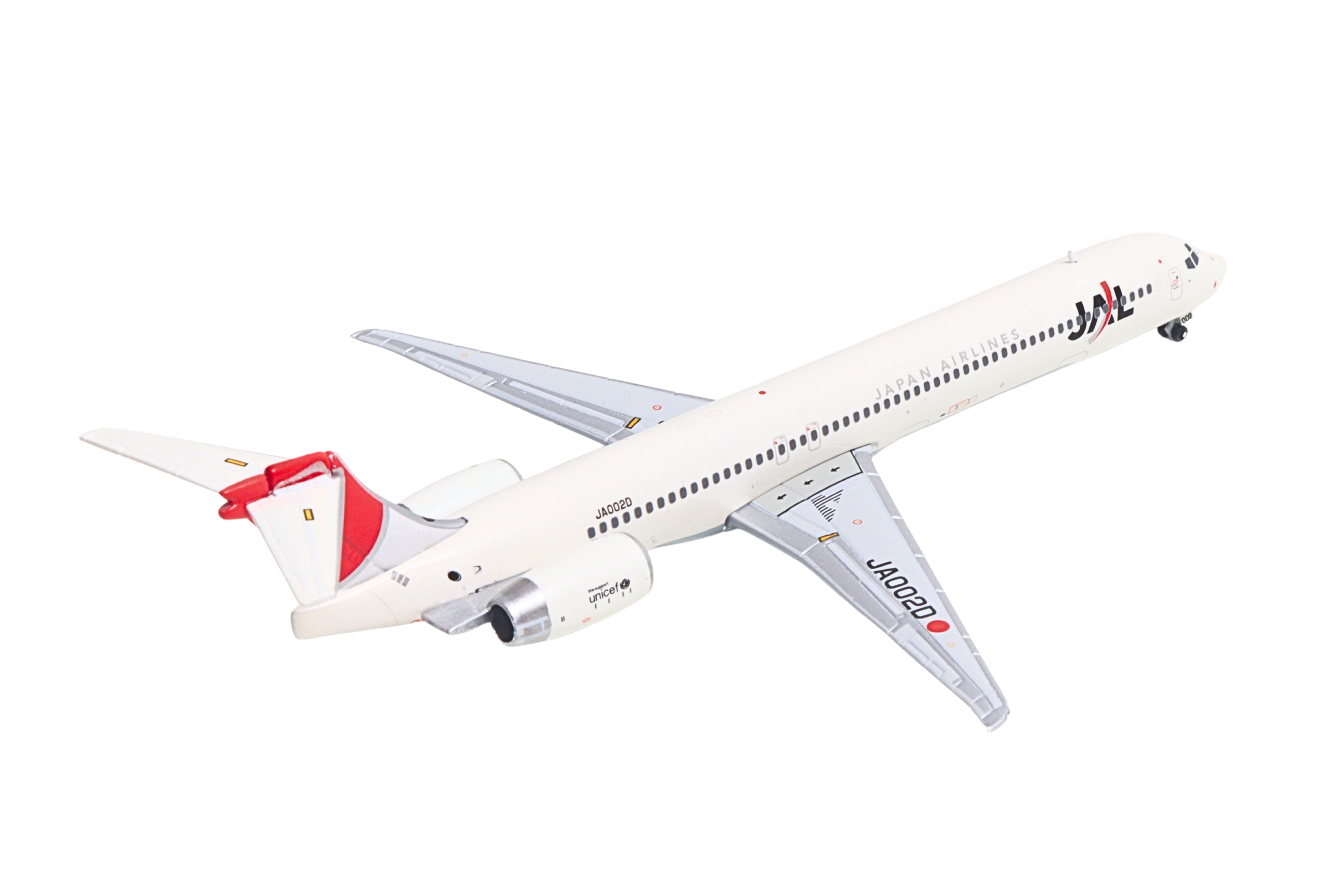 McDonnell Douglas MD-90 Commercial Aircraft "Japan Airines" (JA002D) White with Red Tail 1/400 Diecast Model by GeminiJets