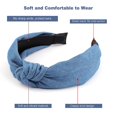 thumbnail image 3 of Diadema vaquera azul para mujer, diademas anchas para la cabeza, moda antideslizante para mujer, diadema con nudo superior, turbante bohemio, diademas elásticas, 3 of 5