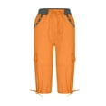 thumbnail image 5 of Womens Casual Pants Vintage Colorblock Design Trousers Thin Cargo Capris with Pockets Breathable Slacks for Women Orange Xl, 5 of 6