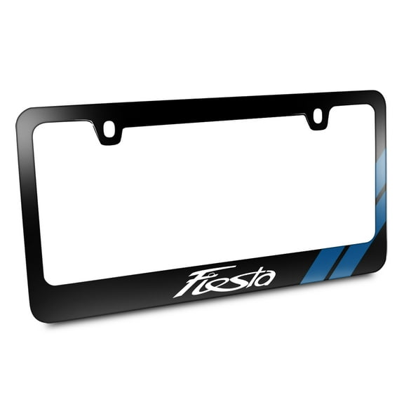 Ford Fiesta Blue Stripe Black Metal License Plate Frame