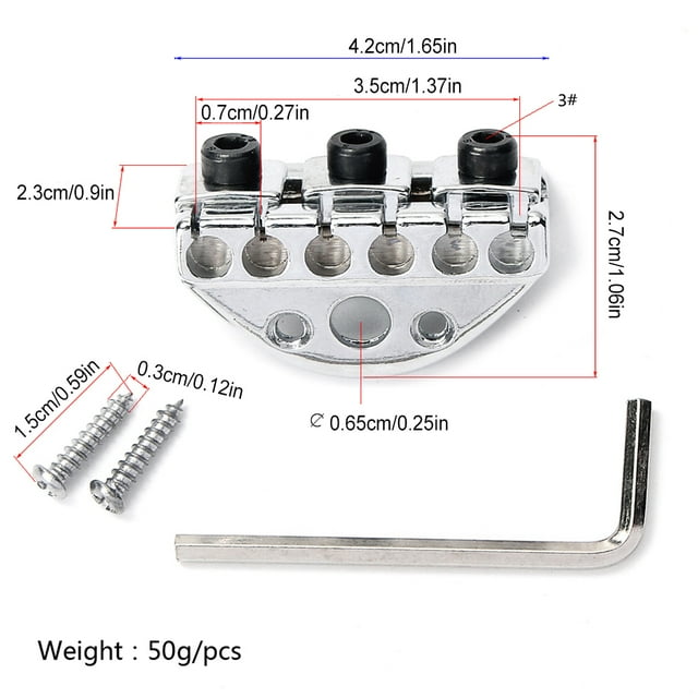 Écrou de Verrouillage de Guitare avec Kit de Clé à Vis Matériau Durable Résistant à l'Usure: Fabriqué en Pièces de Rechange pour Pont Électrique