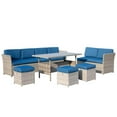 thumbnail image 4 of Eclife 7 Pieces Wicker Rattan 9 - Person Sofa Seating Group with Cushions Outdoor with 3 Loveseat Ottoman and Dinning Table, 4 of 8