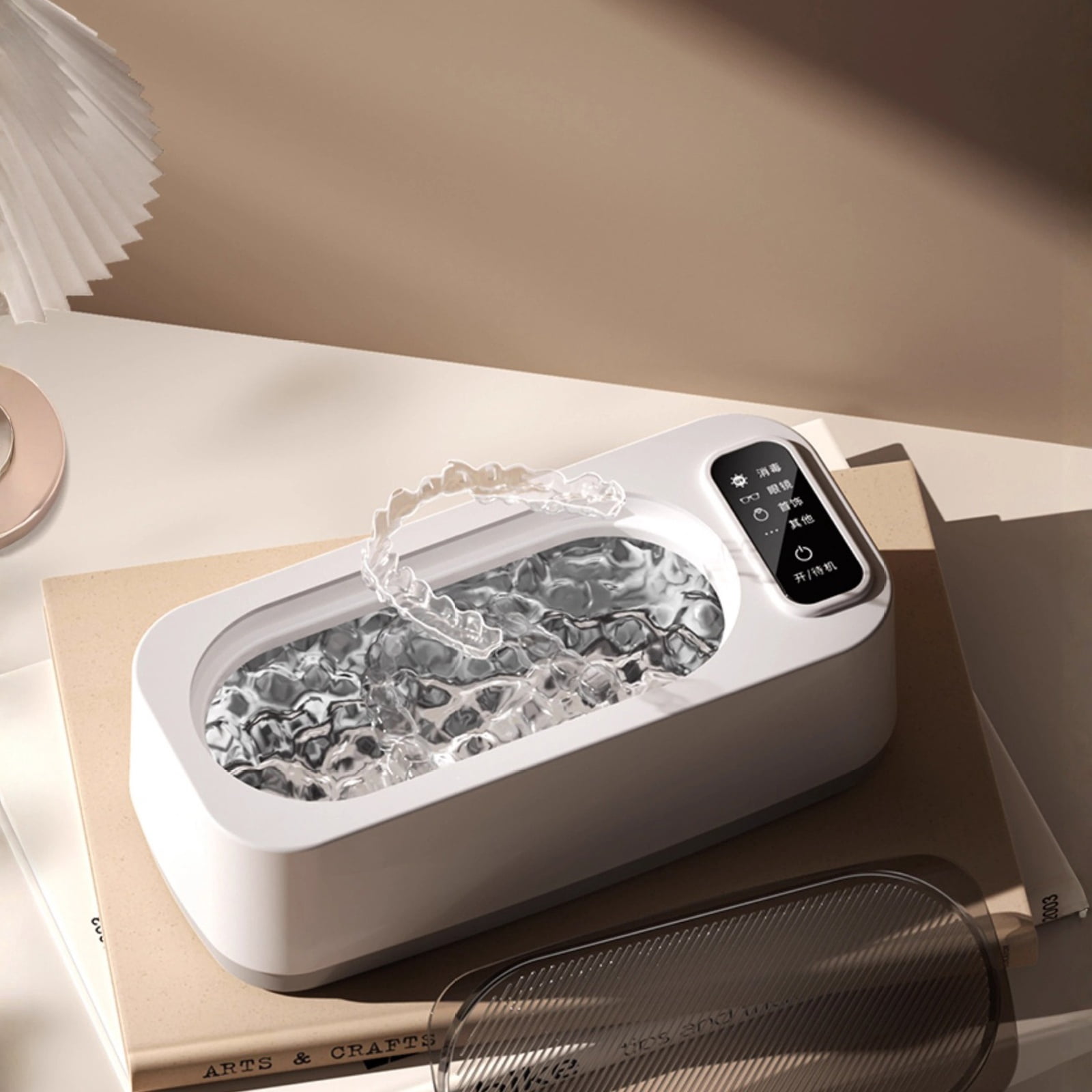 Ultrasonic Cleaning Machine for Jewelry Eyeglasses Dentures Compact Household Cleaner with One Button Operation