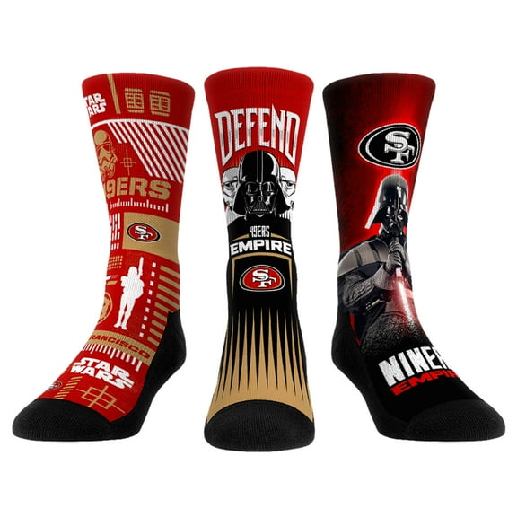 Rock Em Socks Stormtrooper & Darth Vader San Francisco 49ers Three-Pack Star Wars Crew Socks Set
