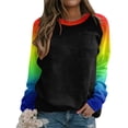 thumbnail image 4 of Women's Hoodless Sweatshirt Women Raglan Crewneck Tops Gradient Solid Print Sweatshirts Long Sleeve Color Block Pullover Cute Clothing, 4 of 6