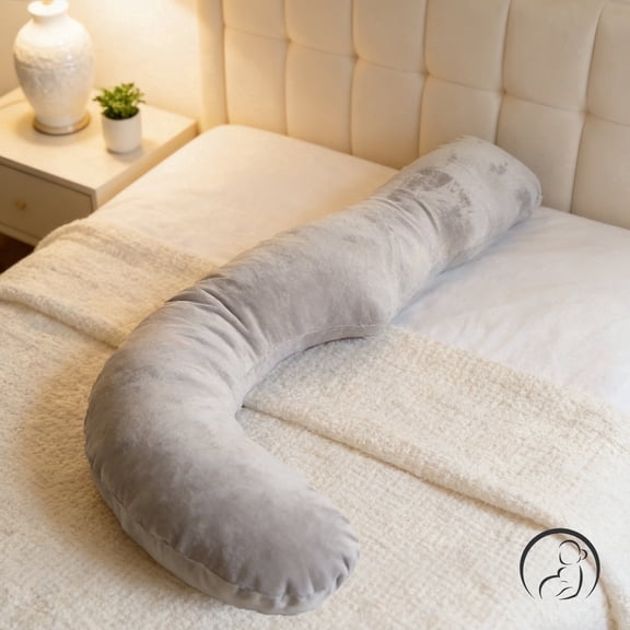 AFGFUF J-Shaped Pregnancy Pillow, Full Body Maternity Support, Hypoallergenic, 39" x 28.14", Gray
