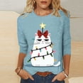 thumbnail image 4 of Jovrlynd Christmas Shirts Women Ugly Funny Cute Crewneck 3/4 Sleeve Tops Loose Holiday Graphic Tee, S-5XL, 4 of 7