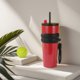 thumbnail image 5 of Botella de agua termo de acero inoxidable de gran capacidad | Vaso de pajita deportiva de 700 ml con tapa de silicona y cuerda portátil | Vaso aislado para bebidas frías y calientes para exteriores, 5 of 6