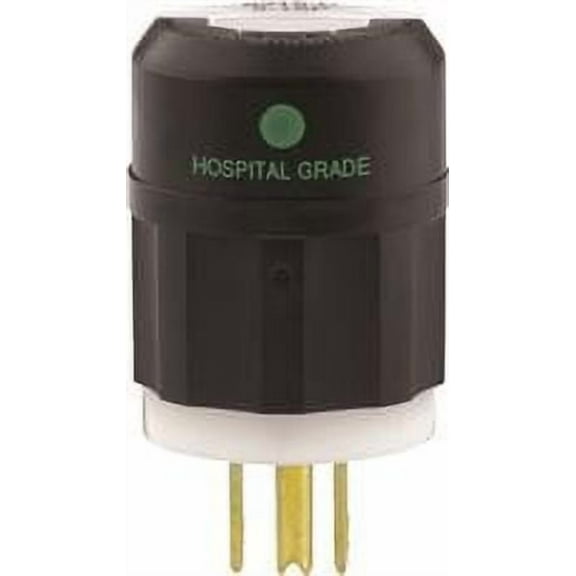 Leviton 8215-C 15 Amp Hospital Grade Plug, 125V, 5-15P, Black/White