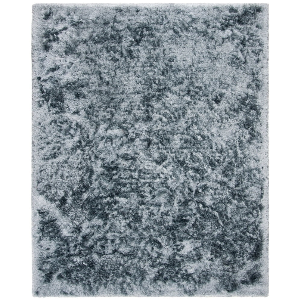 SAFAVIEH Ocean Trellis Solid Plush Polyester Shag Runner Rug, Silver, 2' x 6'