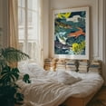 thumbnail image 3 of Three Crocodiles - India Illustration Wildlife Tropical Jungle Animal Surrealism Botanical Pattern Oak Framed Wall Art Print 11 x 14 inches, 3 of 12