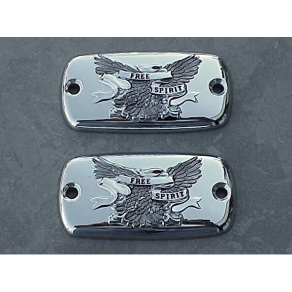 CHROME EAGLE RESERVOIR CAPS for Honda Valkyrie Goldwing Gold Wing VTX1800 VTX 1800