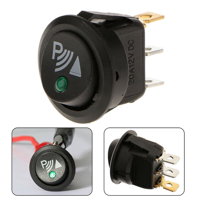 Car 3-Pin Rocker/Parking Off Switch 12V 20Amp Round Dashboard Switch Parking Front Rear Reverse Sensor 3x2x2cm Car Accessories