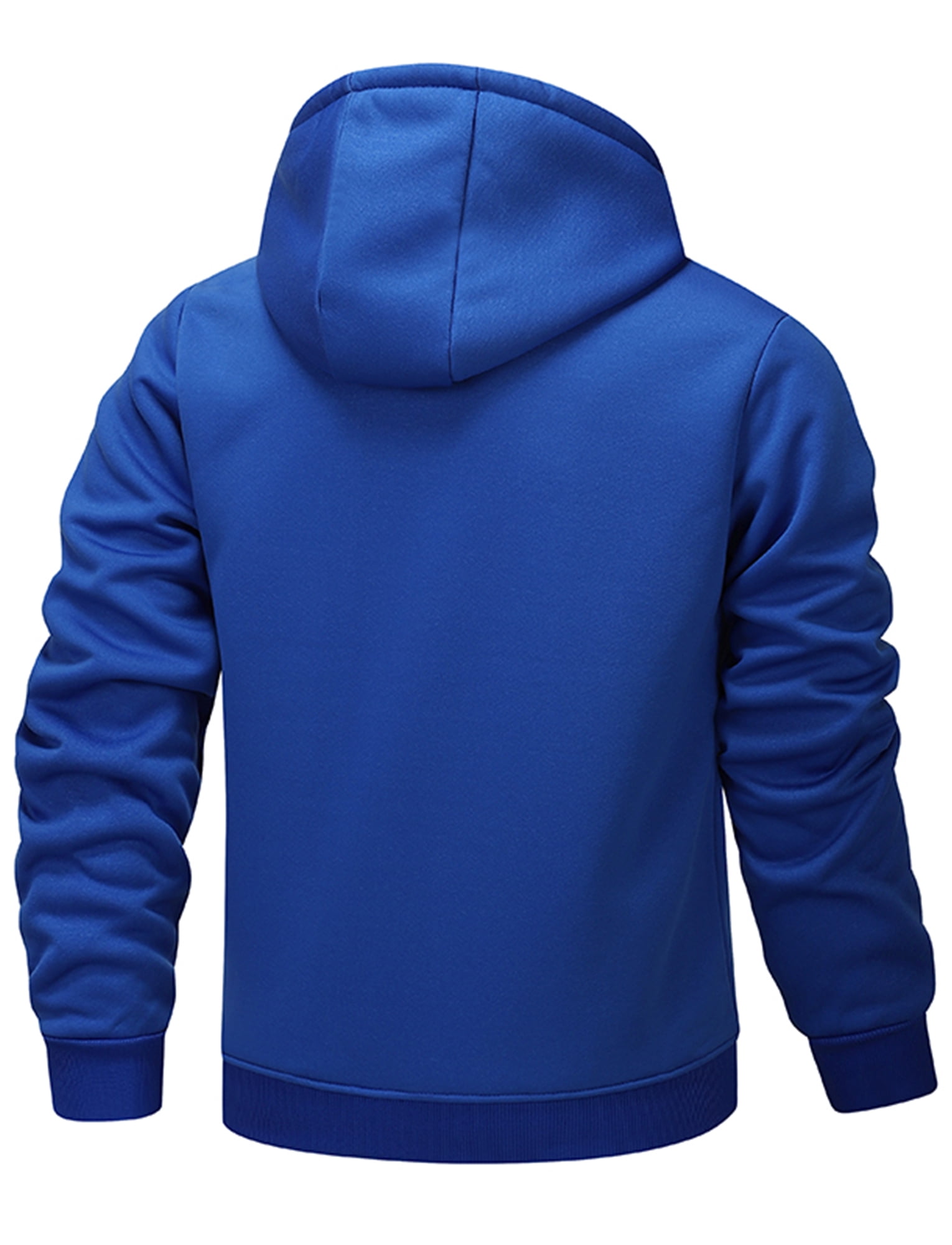 FEOYA Mens Sweat Jackets Zip Up Fleece Winter Hooded Coat Sherpa Lined Outwear Warm Softshell Sweatshirt with Pockets XL Blue