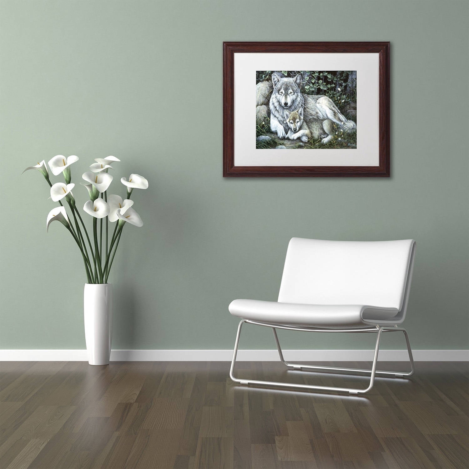 Trademark Fine Art 'Tender Moment' Canvas Art by Jenny Newland, White Matte, Wood Frame