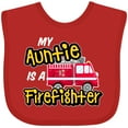thumbnail image 3 of Inktastic My Auntie is a Firefighter with Fire Truck Boys or Girls Baby Bib, 3 of 4