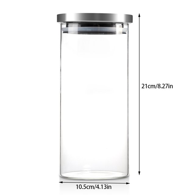Rdeghly Glass Food Container, Coffee Beans Storage Container,1000ml Glass Storage Jar Coffee Beans Kitchen Food Container Stainless Steel Lid