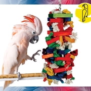 Caitec Featherland Paradise Knots N Blocks Multi-Color, Wood & Cotton Rope Bird Toy - Large