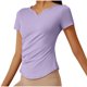 thumbnail image 5 of Pantalones de Yoga de Verano para Mujeres Ligera Camiseta de Manga Corta con Cuello en V, Camiseta Pliegada para Correr Y Yoga, 5 of 8