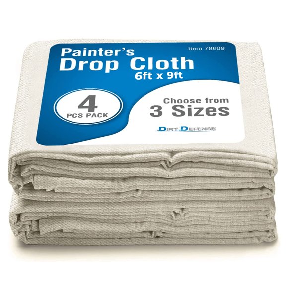 Lona de tela protectora DIRT DEFENSE, 6 x 9 pies, paquete de 4 unidades para arte