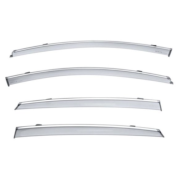 Wellvisors Side Window Visors Wind Deflectors Rain Guard With Chrome Trim for 2016 2017 2018 2019 2020 2021 2022 2023 2024 Chevrolet Malibu Sedan 3-847CH016