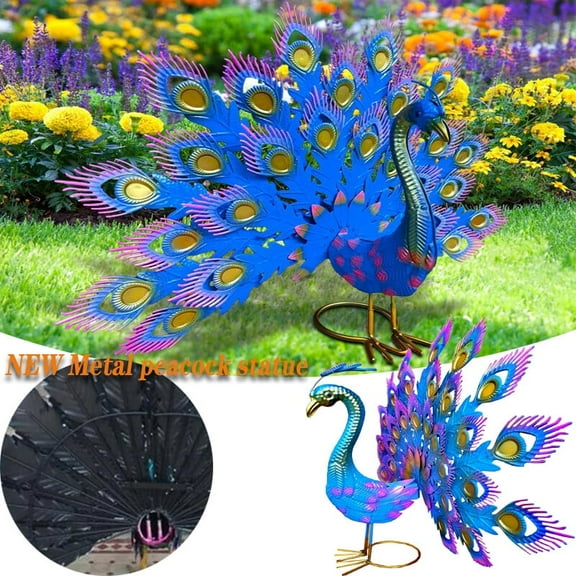 Peacock Statue Garden Decor Metal Peacock Yard Art Lawn Decor Outdoor-43CM