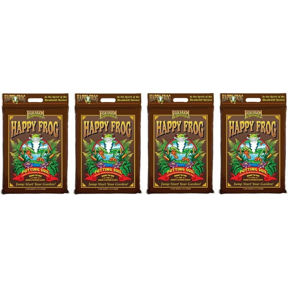 FoxFarm FX14054 Happy Frog Nutrient Rich and pH Adjusted Rapid Growth Garden Potting Soil Mix is Ready to Use, 12 Quart 4 Pack