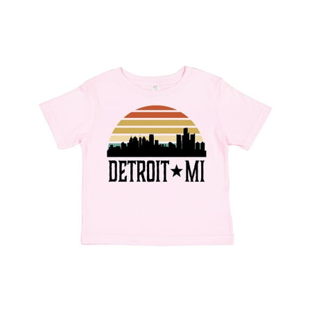 

Inktastic Detroit Michigan Skyline Retro Gift Toddler Boy or Toddler Girl T-Shirt