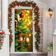 thumbnail image 4 of SDJMa Merry Christmas Door Cover, Snowman Christmas Tree Door Cover, Xmas Winter Holiday Background Fireplace Front Door Decorations, 6.6 x 3 Feet, 4 of 9