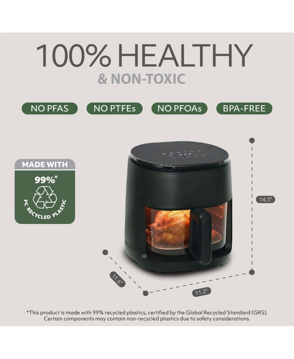 5 Qt. Glass Air Fryer with Digital Touch Screen