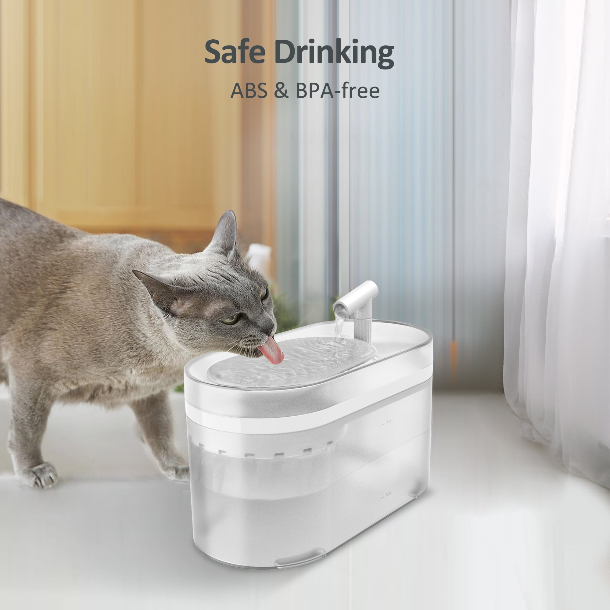 Petory Automatic Quiet 2.5L/84oz BPA-Free Cat Water Fountain with 2 Replacement Filters