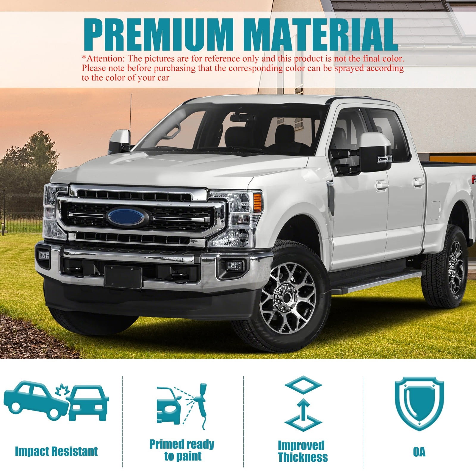 Chrome Steel Front Bumper For 2020-2022 Ford F-250 F-350 Super Duty w/Fog Holes