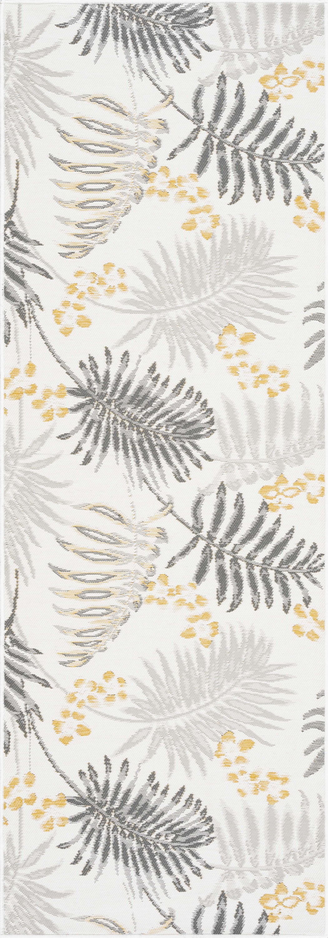 Bliss Rugs Floral Indoor Outdoor Rug Reversible Runner Rug for Patio, Hallway, Entryway, Deck, Cream ,2' x 8'
