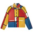 thumbnail image 4 of Jackets for Women Winter Coat Jackets Flannel Stand Collar Jacket(Mondrian Inspired,Size:S-4XL), 4 of 7