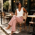 thumbnail image 2 of Carlikeit Women's Linen Blend V Neck Crop Tank Top Sleeveless Casual Summer Top, 2 of 6