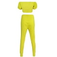 thumbnail image 6 of FANCYINN Women's Off Shoulder Two Piece Crop Top Tracksuit Outfits Set Short Sleeve Cute Jumpsuits with Pockets Neon Yellow M, 6 of 7