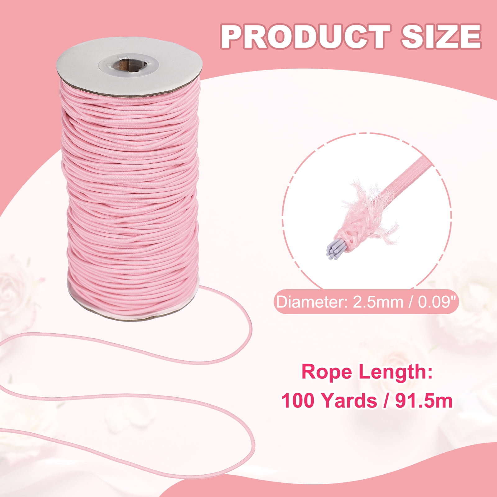 Uxcell Stretchy String for Bracelets, Elastic Crystal Thread Stretch Elastic Beading Cord 2.5mm & Pink-Fitting For(Bracelets/Sewing/Beading/Necklace/Jewelry Making/Crafts DIY)