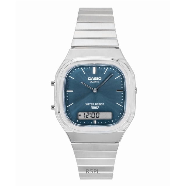 Casio Reloj Unisex Vintage Analógico Digital de Acero Inoxidable con Esfera Azul Cielo de Cuarzo AQ-240E-3A
