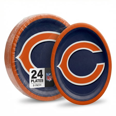 Amscan Chicago Bears NFL Paper Party Plates – 9 | 24 Count