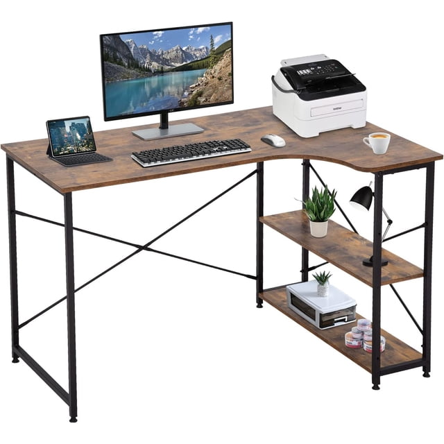 BestOffice 47” Extra Large Gaming Desk, Modern Computer Table, Simple Executive Study Workstation for Home Office or Small Spaces, Brown