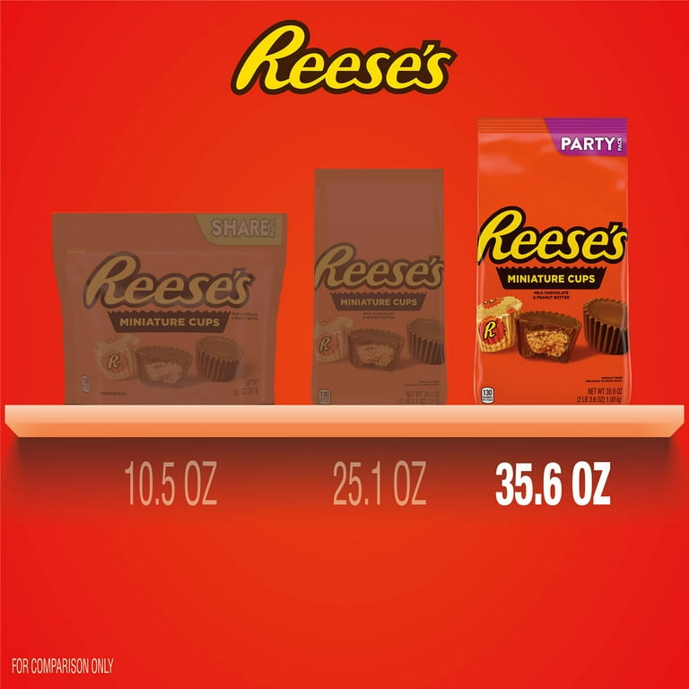 Reese's Miniature Cups, Milk Chocolate & Peanut Butter, Party Pack - 35.6 oz